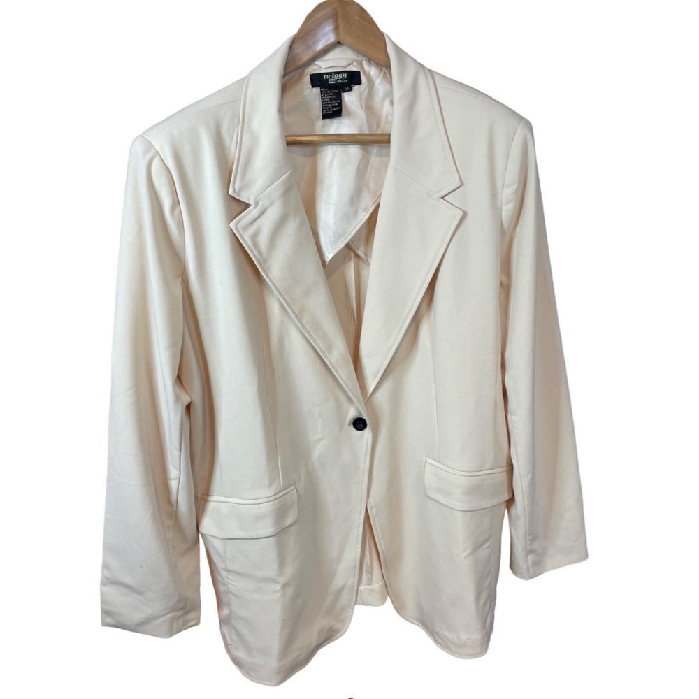 Twiggy London White Single Button Blazer Jacket Sz 2X